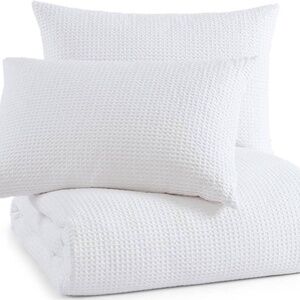 DKNY White Waffle King Duvet Set includes Two King Shams
